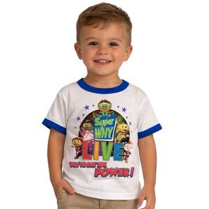 Rabbit Skins Super WHY Graphic Toddler Tee Size 3 Blue Shirt PBS Kids